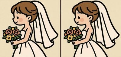 IQ-test: hitta 3 skillnader i en bild av en brud med blommor på 45 sekunder
