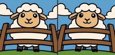 IQ-test: hitta 3 skillnader i en bild av ett får vid ett staket på 51 sekunder